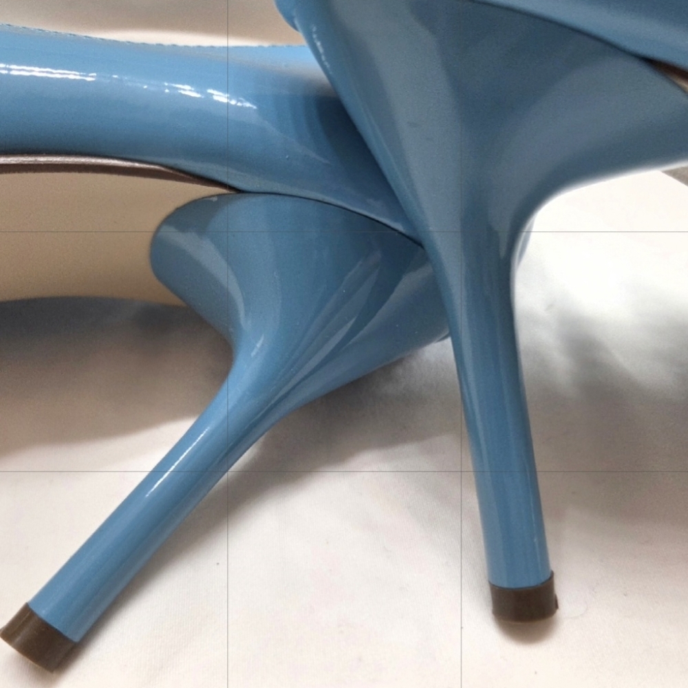 DELICIOUS Patent 4" Stiletto Heel Classic Pointed Toe Pumps Sz 8 Blue VTG NEW - Picture 6 of 16